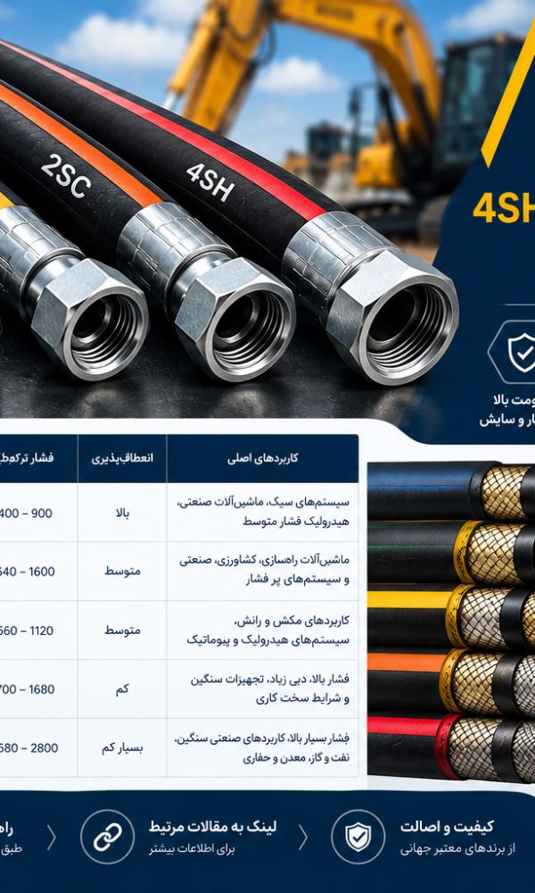 مقایسه شیلنگ هیدرولیک 1SN، 2SN، 1SC، 2SC و 4SH